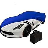 C7 Corvette Indoor Car Cover - Custom Fit Ultraguard Stretch Satin Dust Proof, High End with Storage Bag for 2014-2019 Stingray, Z51, Z06, Grand Sport Corvettes (Blue)