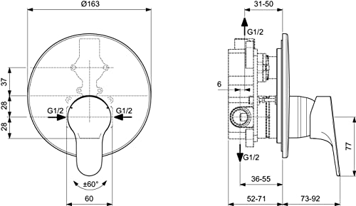 Ideal Standard - Cerabase Single Lever Mixer Tap for Concealed Shower - Single Lever Mixer Tap - Chrome Finish - Image 3