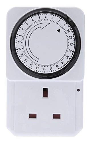 24 Hour Segment Timer Plug - Energy Saver Timer Standard Size - Hour Plug-in Timer Socket Set - 240v 3 Pin Plug with Programmable Time Controller (Pack of 1)