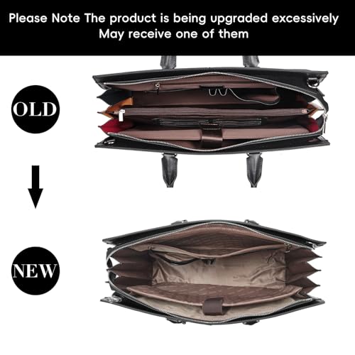CLUCI Leather Briefcase for Women Laptop 15.6 Inch Professional Business Work Ladies Computer Handbag Shoulder Bag Black