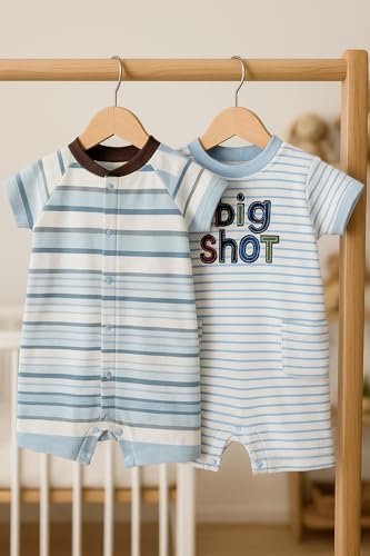 Image of TuddyBuddy 100% Cotton Romper /Jumpsuit /Bodysuit Set for Baby (Pack of 2 Playsuits)