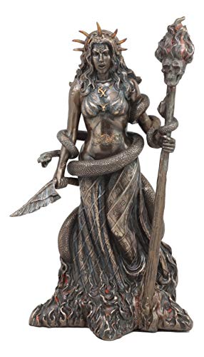 Gifts & Decor Ebros Greek Goddess of The Underworld Crossroads and Witchcraft Hecate Holding Skull Torch Staff Figurine Hekate Necromancy Deity Magic Powerful Witch Statue Companion of Persephone