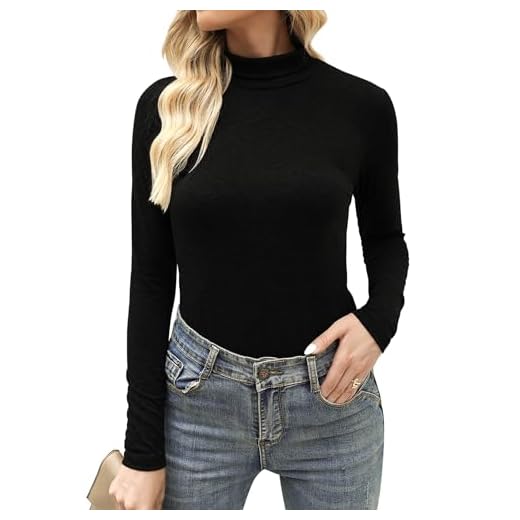Aottori Rollkragenshirt Damen Baumwolle Langarmshirt Rollkragen Stretch Oberteile Langarm Elegant T-Shirt Dünn Eng Tops Slim Fit Herbst Winter Schwarz M