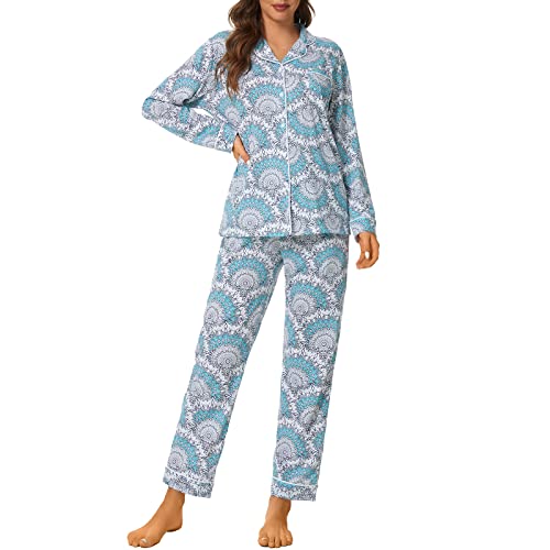 Image of Tugege Pajamas Set Long Sleeve Sleepwear Womens Button Down Nightwear Pj Sets