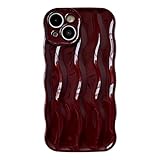 Caseative Water Ripple Pattern Curly Wave Frame Soft Compatible with iPhone Case (Red,iPhone 12)