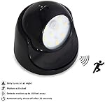Bright LED Indoor/Outdoor Battery Powered Bright Security Wall Light Wireless Motion Sensor Wall Light with Motion Detection - Auto On/Off (Black)