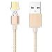 CONMDEX Double-Magnetic Micro USB Charging Cable for Samsung S6 Edge,Sony Xperia XA Z4,High Speed Charging and Data Sync Magnetic Cable Adapter for Micro USB Device 3.3 Ft (Android--Gold)