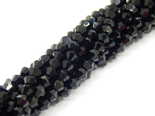 90x Bohemian Crystal Pearls 4 mm Double Cone Czech Pearls Glass Beads Bicone Beads Black, Klein - Image 2