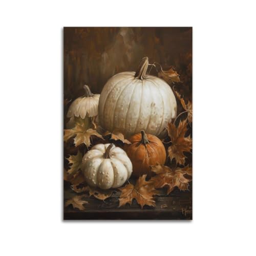 Pinturas decorativas de calabaza blanca y murales sobre lienzo estéticos para salón