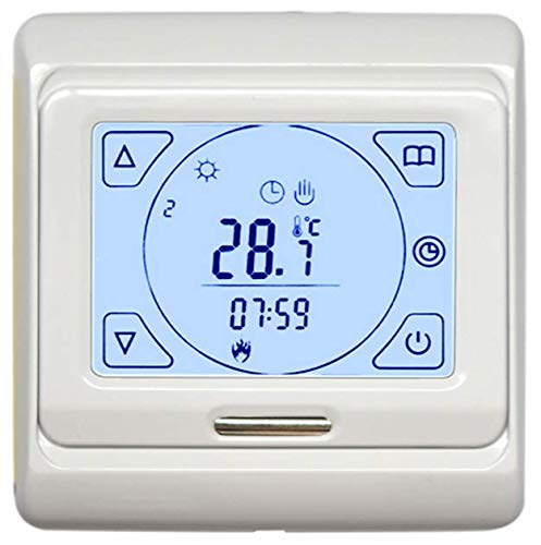 Preisvergleich Produktbild Digital Thermostat THS-716 mit Touchscreen für elektrische Heizungen, Fußbodenheizung, Infrarotheizung / Programmierbares Wandthermostat Unterputz 230VAC 50Hz 16A mit Tages- / Wochenprogramm