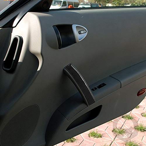 Real Premium Carbon Fiber Compatible with Nissan 350z 2006 2007 2008 2009 Accessories Car Passenger Side Door Handle Cover Sticker Decal Auto Interior Trim
