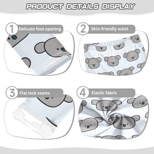 Cute Koala Bear Head Cartoon Girls Leggings,Workout Leggings for Girls Toddler Athletic Leggings Size for 3-10T3