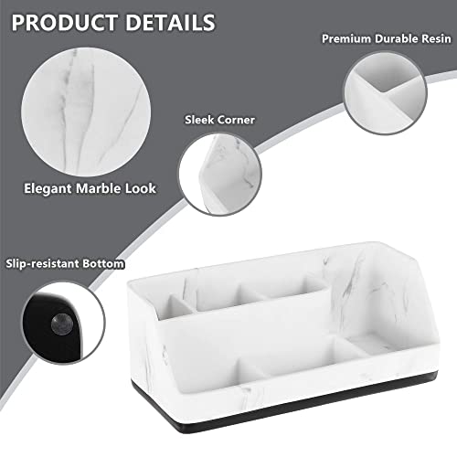 Toothbrush Holders Bathrooms, Bathroom Organizer Countertop 6 Slots Electric Tooth Brush Toothpaste Holder Bathroom Counter Stand Sink Organizer For Bathroom/Vanity/Offices,White Marble Look #TOP5