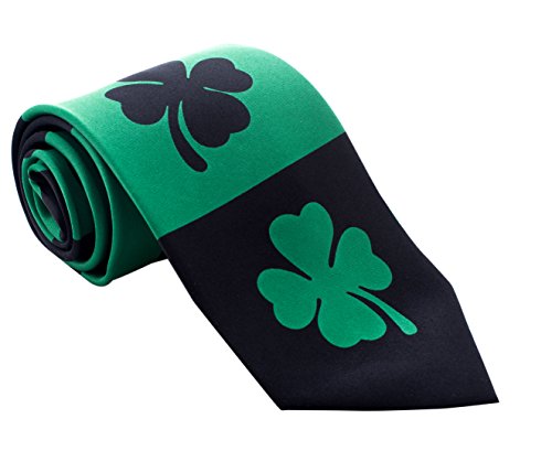 Man of Men - Men s St. Patricks Day Ties - Choice of Style and Color St. Pattys (Big Clover - Black & Green)