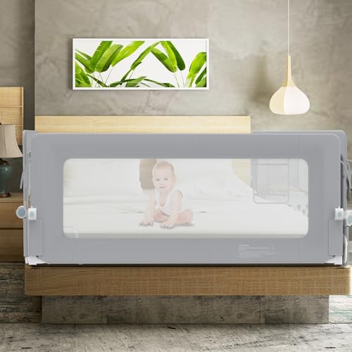 Miniatura 9 de Lzq Barrera Plegable Para Cama Infantil, Protección Contra Caídas, Protección Contra Caídas, Barrera De Protección Para Cama Infantil Gris Claro, 180 Cm