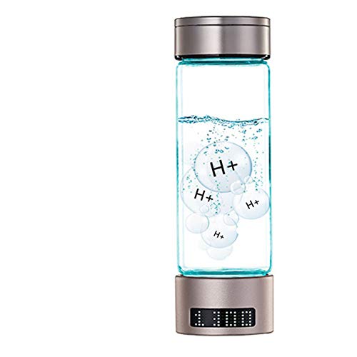 Hydrogen Generator, Hydrogen Water Ionizer Maker Generator, Hydrogen Water Bottle Spe Pem Technology, 400ml Sports Design for Car, Bike, Outdoors, US Standard Mineral Water Adapter (Rose Gold Lid)