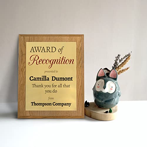 Personalized Employee Recognition Award Plaque 8X10 Choose Between Board And Metal Color #TOP3