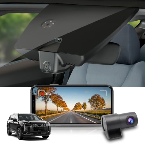 Fitcamx Front 4K+Rear 1080P Dash Cam Adapts for Hyundai Palisade 2023-2025 (Part No#S8700 S8710) has Auto Dimming, OEM Look, Dual HD Video, WiFi & APP, Loop Recording G-Sensor, Easy to Set, 128GB Card
