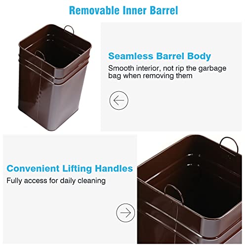 Ironwalls Commercial Trash Can, Brown Indoor Outdoor Garbage Can With Lockable Lid, Removable Inner Barrel, Rectangular Waste Bin Container Trash Receptacle For Patio, Park, Plaza #TOP5