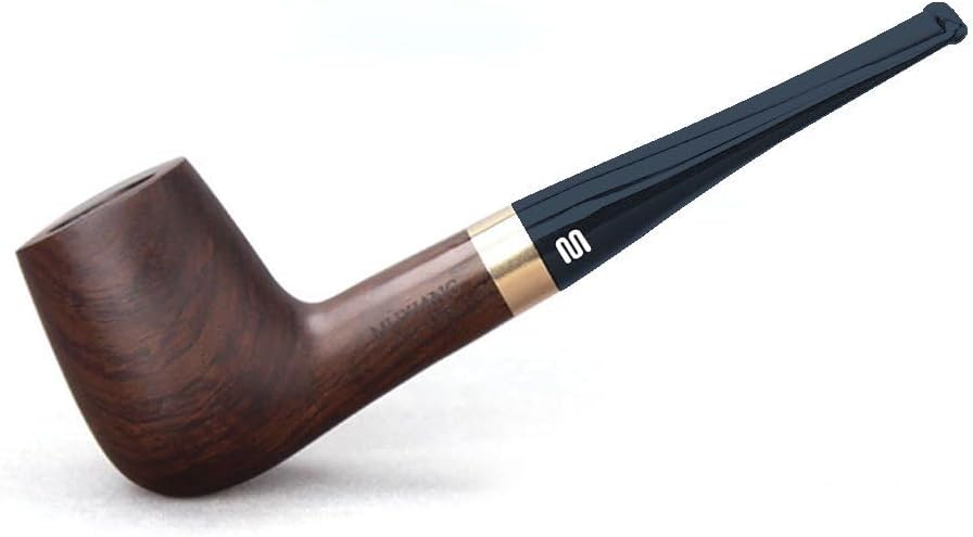 Ebony Wooden Pipe - Straight Tobacco Pipe with 9mm Filter and 10 Pipe Cleaning Tools