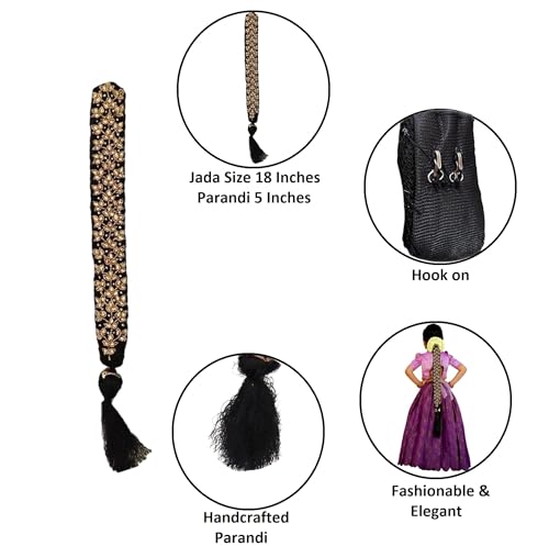 VAMA FASHIONS Traditional Classical Maggam Work Hair Choti pulajada paranda Ornaments Bharatanatyam Poola Jada jadai alangaram Kuchipudi savaram