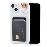 Chengyuanfeng Funda para iPhone 13 con Ranura para Tarjeta y Dúo de Perritos 3D, Transparente TPU Ultra Fino Flexible, Corte Cámara Precisión, Protección Antigolpes, Diario/Viajes/Negocios