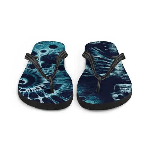 Trippy Tie-Dye Skull Flip-Flops, Colorful Skull Print Sandals, Vibrant Beach Footwear, Unique Summer Shoes4