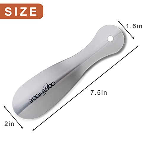 Boomiboo 2 Pack Metal Shoe Horns - Durable 7.5 Inch Shoe Helper With Ergonomic Handle, Travel Friendly Shoe Horns For Men And Women #TOP3