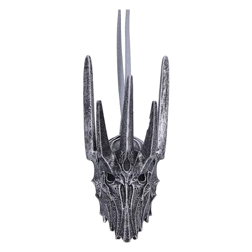 Nemesis Now Enfeite pendente do Senhor dos Anéis, de 10 cm, resina, prata, capacete de Sauron, decoração para a casa, fundido na melhor resina, pintado à mão por especialistas