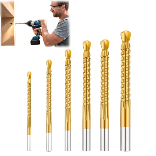Fodeuxp 6-Piece Titanium HSS Drill Bit Set (3-8mm)