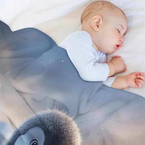 Couverture pingouin plaid lit canapé peluche douce légère jeté de sofa 100x130cm