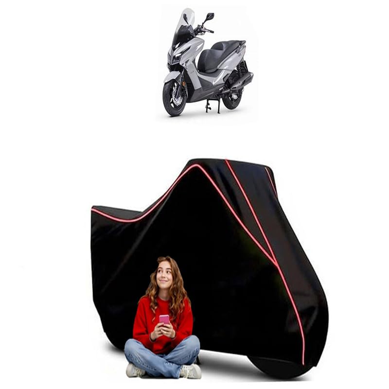Image of X-Town 300i BS6 Scooty Bike Cover Water Resistant Outdoor Use Universal Fit Scooters Motorcycles Heavy Duty UV Protection Dust Rain Scratch Resistant Elastic Bottom Black Blue Piping