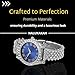 Halukakah Diamonds Watch Iced Out for Boy Teens - Platinum Plated - 36mm Blue Dial - 8