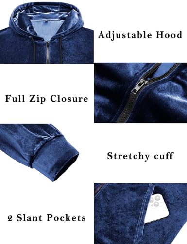 LecGee Mens Tracksuit Long Sleeve Full Zip Velour Hoodie Jacket Jogger Sweatpants Casual Velvet Sweatsuits Set M-3XL4