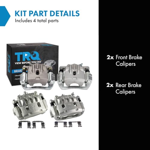 Image of TRQ Front and Rear Brake Caliper Set Zinc Coated Brackets Compatible with 2006-2009 Subaru Legacy 2006-2009 Outback
