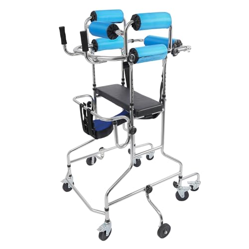 Andador plegable y ligero con asiento, 92 x 64 x 140 cm, andador con neumáticos de aire, andador para adultos, andador de pie, se puede utilizar en hogares, apartamentos de lujo, residencias de