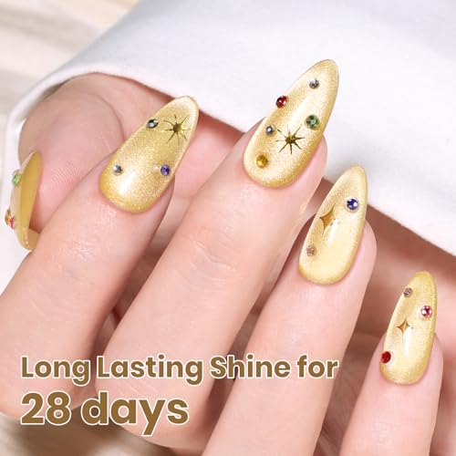 Image of Beetles Lemon Veil Yellow Cat Eye Gel Nail Polish - 15ML Full Size Glitte Golden Yellow Cat Eye Spring Gel Polish Magnetic Shimmer Effect Soak Off UV Nail Art Design Salon DIY Manicure Gifts for Women | Glitter Cat Eye Gel Polish Magnetic Shimmer Effect Soak Off UV Nail Art Design Salon DIY Manicure Gift for Women