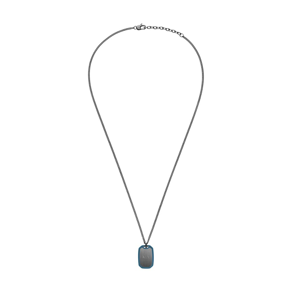 Armani Exchange Men's Gunmetal Stainless Steel Necklace, AXG0171060