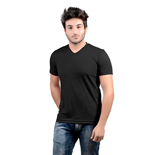 Image of Stylish Regular Fit Plain Men's V-Neck Half Sleeve T-Shirt