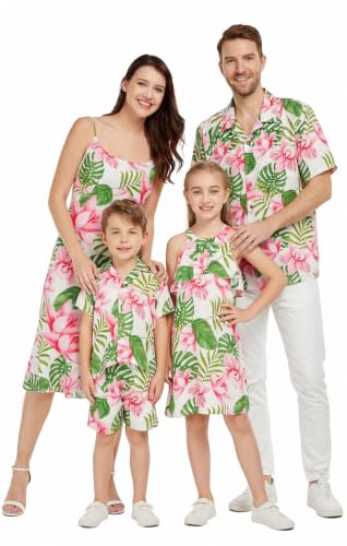 Image of Hawaii Hangover Family Matching Hawaiian Clothes, Lotus & Orchid | Family matching Hawaiian outfits, Lotus & Orchid, lightweight rayon, machine washable, tropical floral print, luaus, cruises