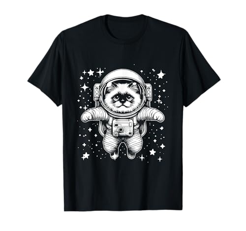Gato Papá Mamá Espacio - Astronauta Birman Camiseta