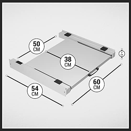 Vonia Universal Stacking Kit for Washing Machine and Dryer - Stacking Kit with Extendable Shelf - Washing Machine Stacking Kit - Metal - 60 x 54 cm - Load Capacity 100 kg (White) - Image 5