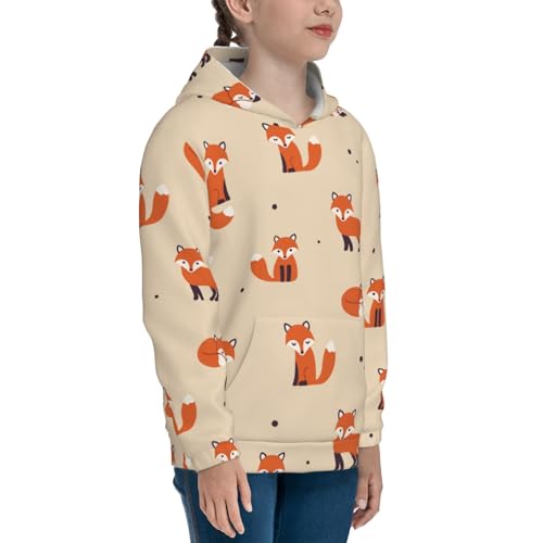 Vintage Cute Little Red Fox Kids Pullover Hoodies Boys Sweatshirts Girls Athletic Clothes with Pocket3