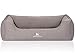 Knuffelwuff Orthopädisches Hundebett Leano aus Velours mit Handwebcharakter XL 105 x 75cm Grau - abnehmbarer Bezug - waschbar - für große, mittelgroße und kleine Hunde