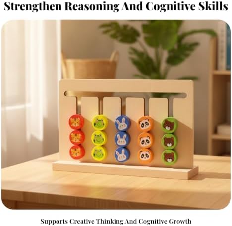 Milageto Double-Sided Matching Game Board, Large Five-Color Track Game Double-Sided/Colors + Fruits/20 Double-Sided Cards - 5
