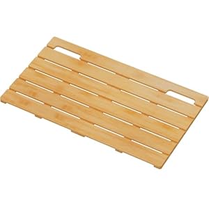 Lifewit Bamboo Bath Mat for Non Slip, Foldable Indoor & Outdoor Floor Mat for Bathroom，Waterproof Shower Mat for Sauna Spa, Pool, Hold 300lbs, 23″ x 14″, Wood, 1 Pcs