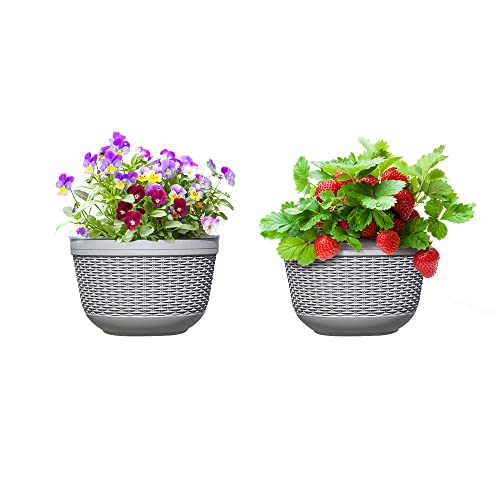 2 Stück Blumenampel, Φ 21CM Hängende Pflanzgefäße, Hängende Blumentöpfe Blumentopf Kunststoff für Innen Außen… – Ansicht 2