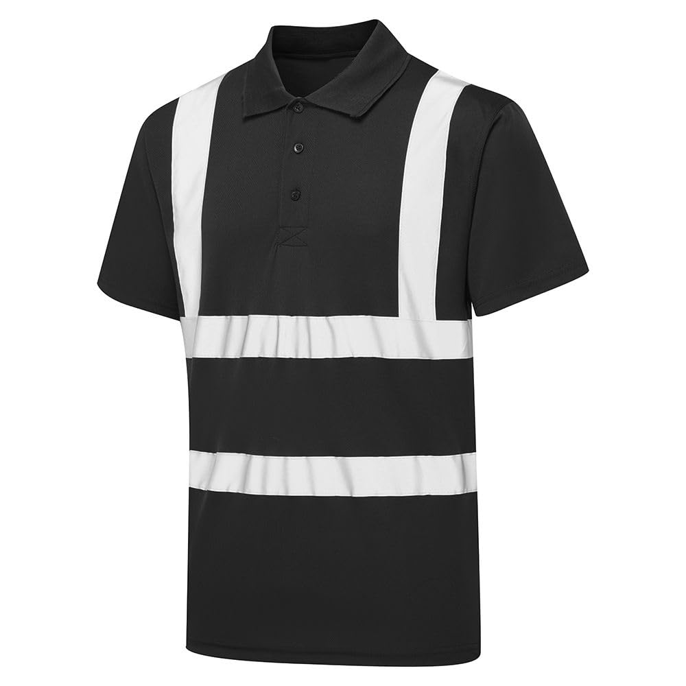 Expert Workwear High Vis Viz Polo T Shirt Short Sleeve (XXXX-Large, Black)
