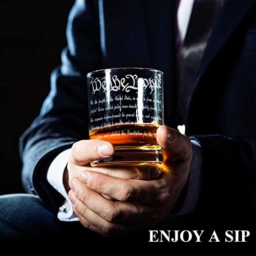 Yjgs We The People Whiskey Glasses Set Of 2-12Oz Engraved Constitution Of The United States Old Fashioned Whiskey Rocks Glass, Personalized Patriotic Gift For Men Husband #TOP6