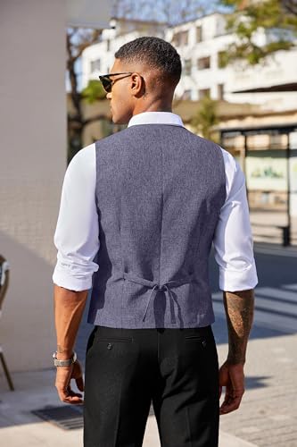 COOFANDY Men's Double Breasted Suit Vest Lightweight Waistcoat Slim Fit Dress Vest3